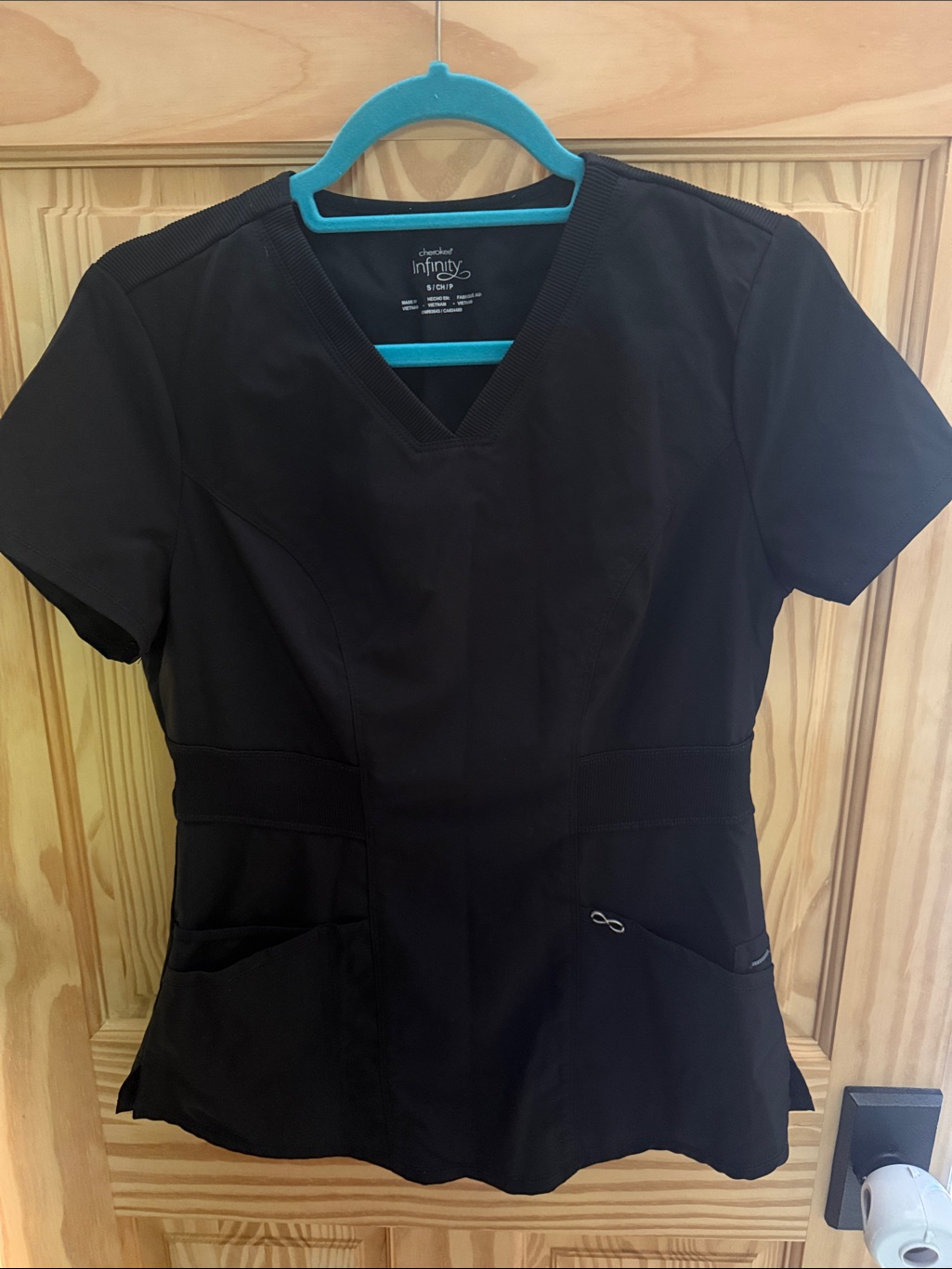 Cherokee Black V-Neck And Jogger Short Sleeve Scrub Set